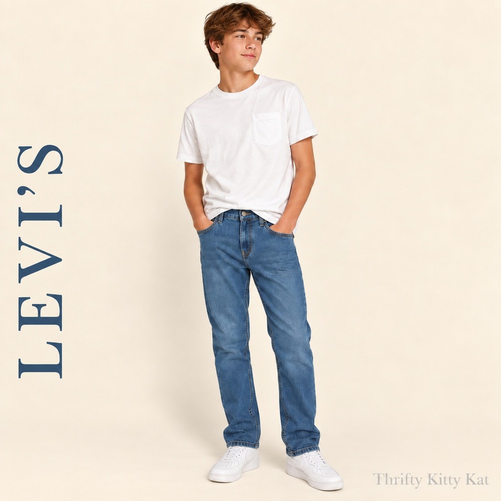 Levi's Boys 502 Reg Taper Performance Stretch Jeans Medium Wash Blue W28 L30 16R